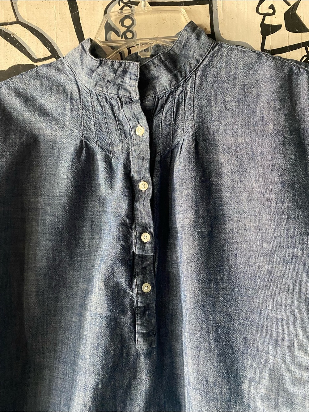 GAP Women's Blue Denim Button-Front Shirt